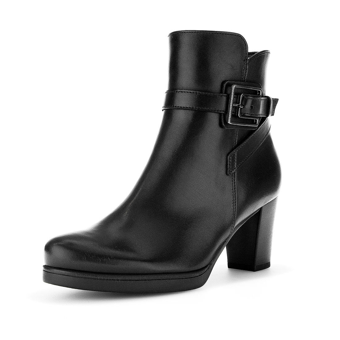 GABOR Black leather boot with decorative straps,