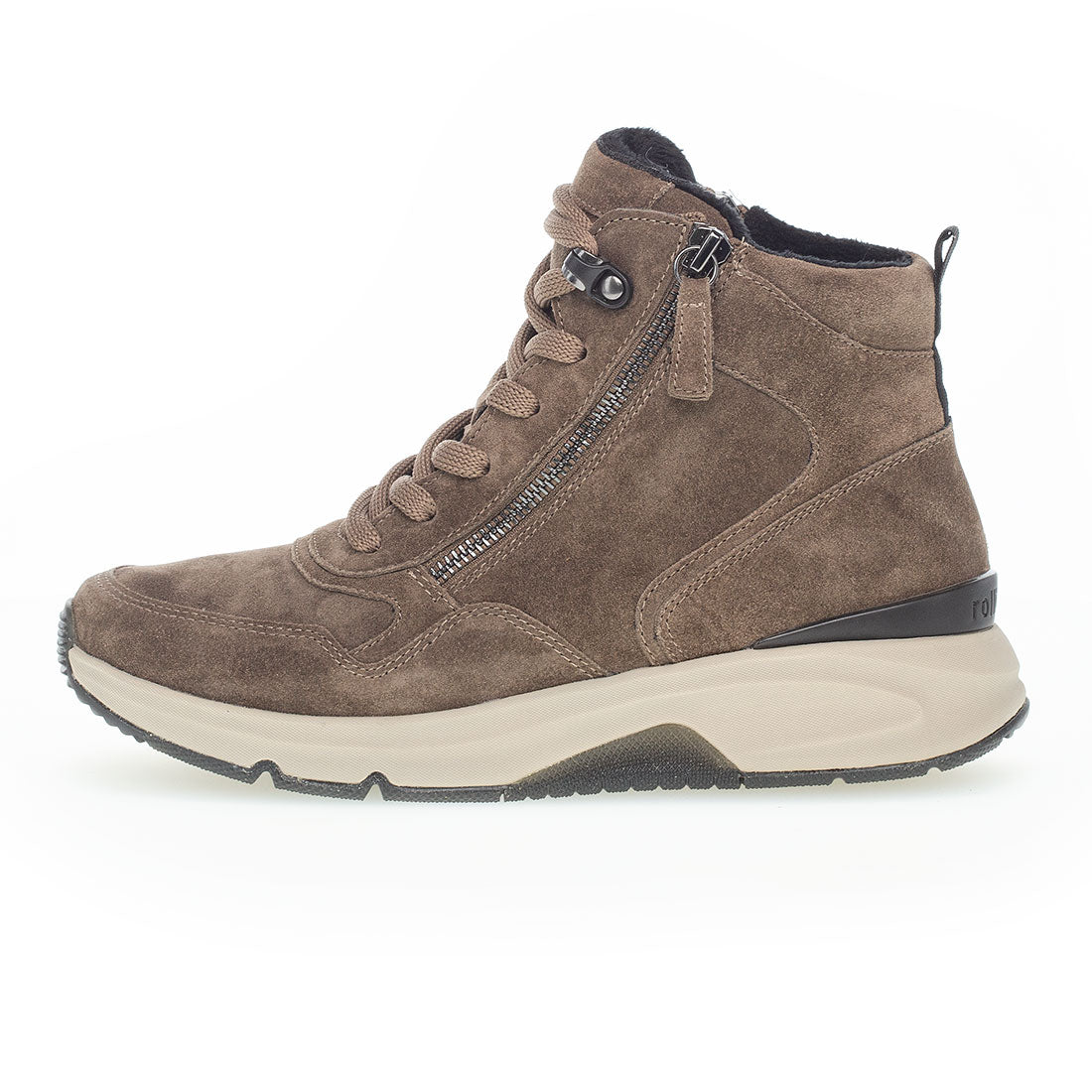 ROLLINGSOFT Brown suede boot lace + zipper,