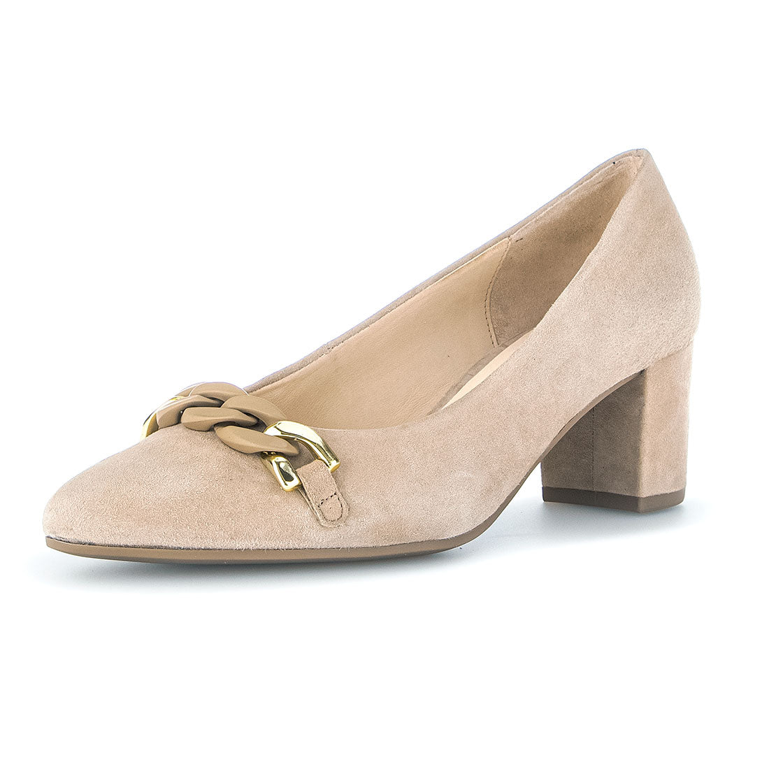 GABOR Desertsand suede pump with matte bit,