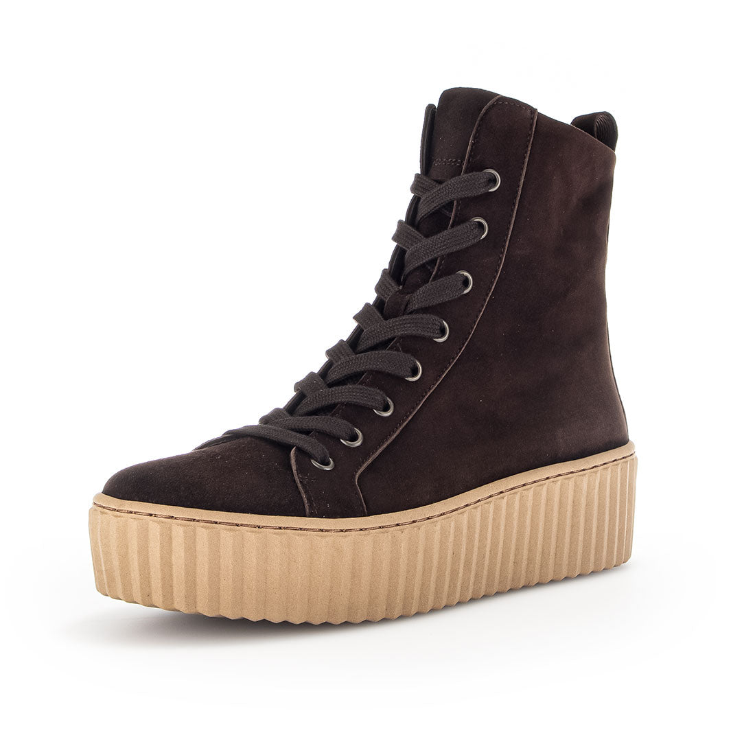 GABOR Chocolate suede lace-up boot,