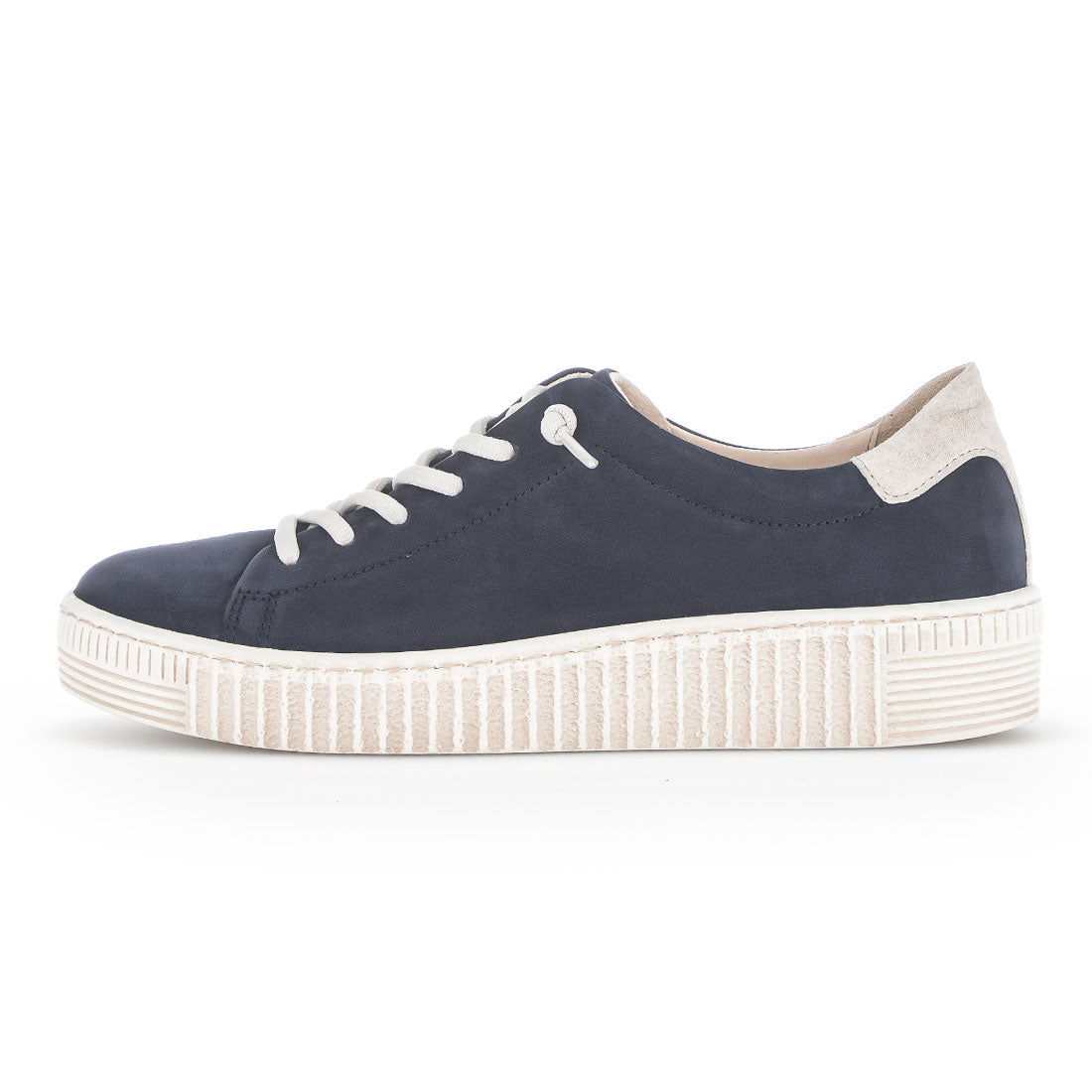 GABOR Blue nubuck sneaker with elastic laces,