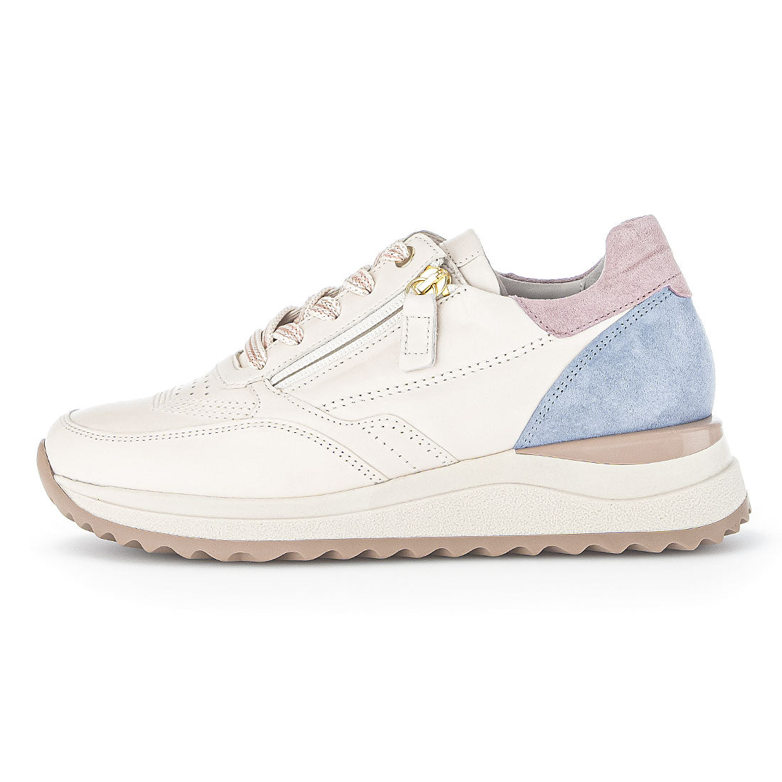 GABOR Light beige leather with pink+blue suede,