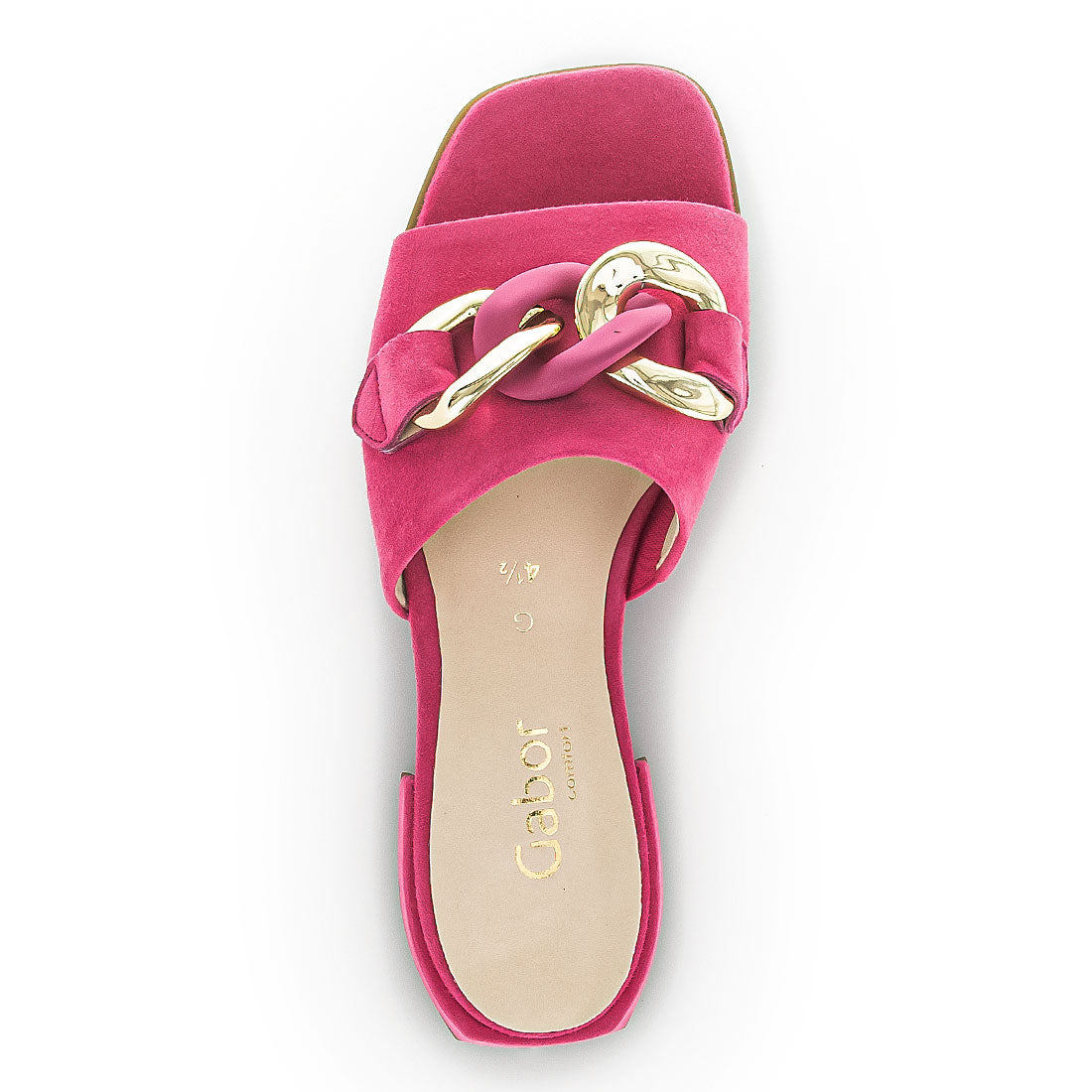 GABOR Pink suede sandal with gold buckle,