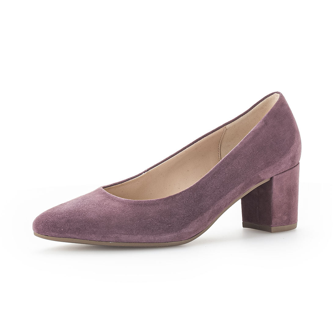 GABOR Lavender suede pump with pointed toe,