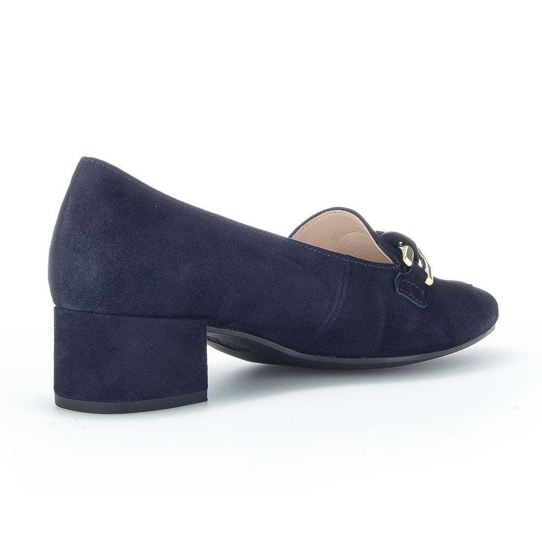 GABOR Blue suede shoes with matte+gold bit,