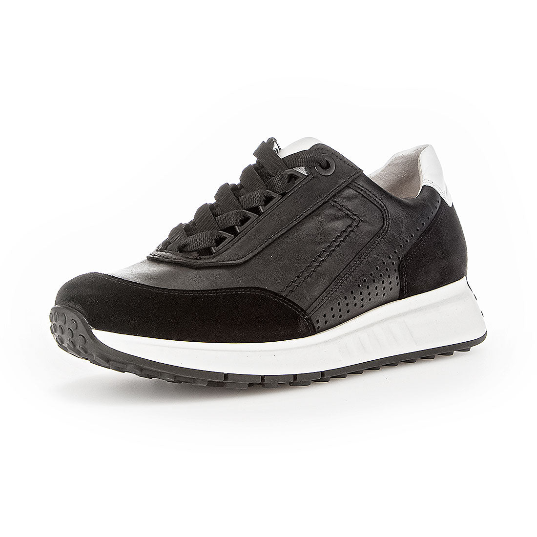 GABOR Black leather/suede sneaker,