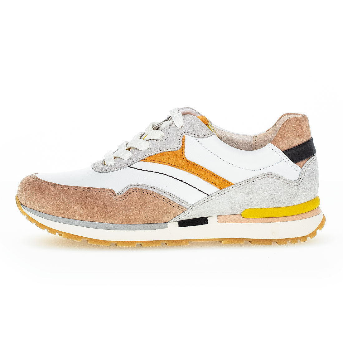 GABOR White leather sneaker. pink, grey, orange,