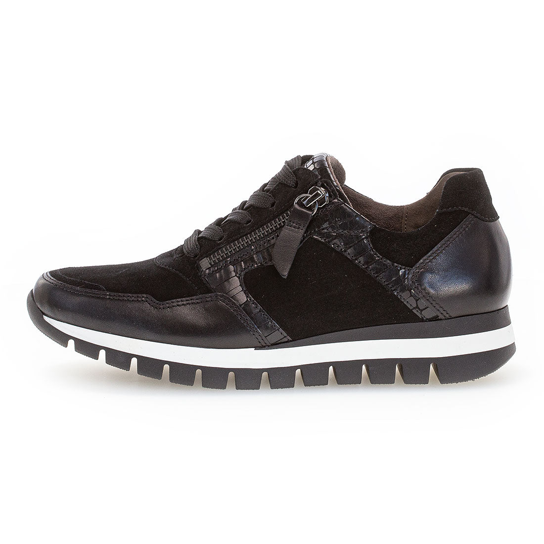 GABOR Black suede/leather sneaker m width H,