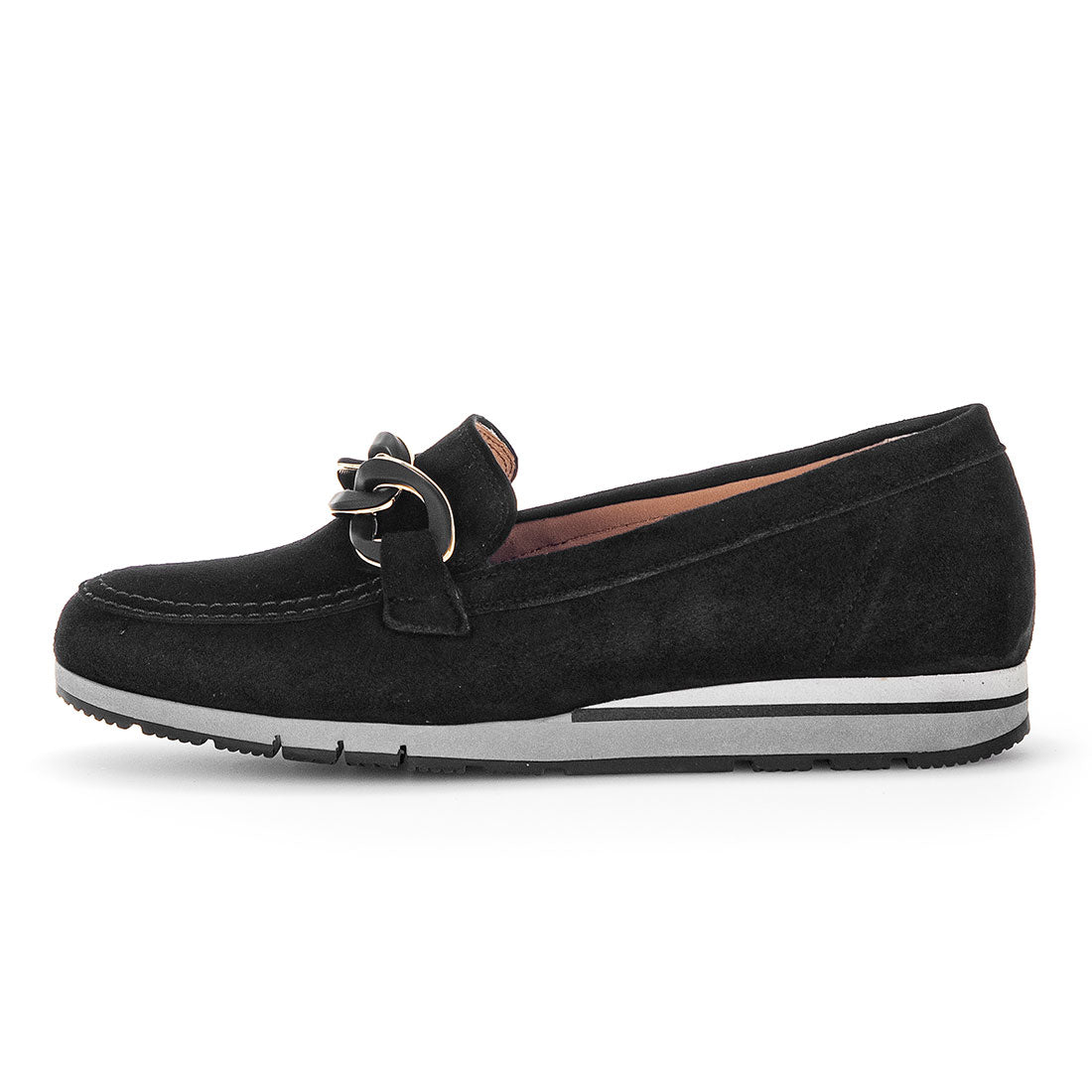 GABOR Black suede loafer with buckle,