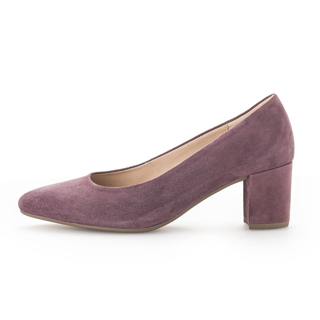 GABOR Lavender suede pump with pointed toe,