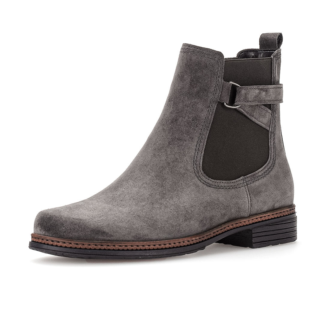 GABOR Gray suede boot w. elastic + zipper,