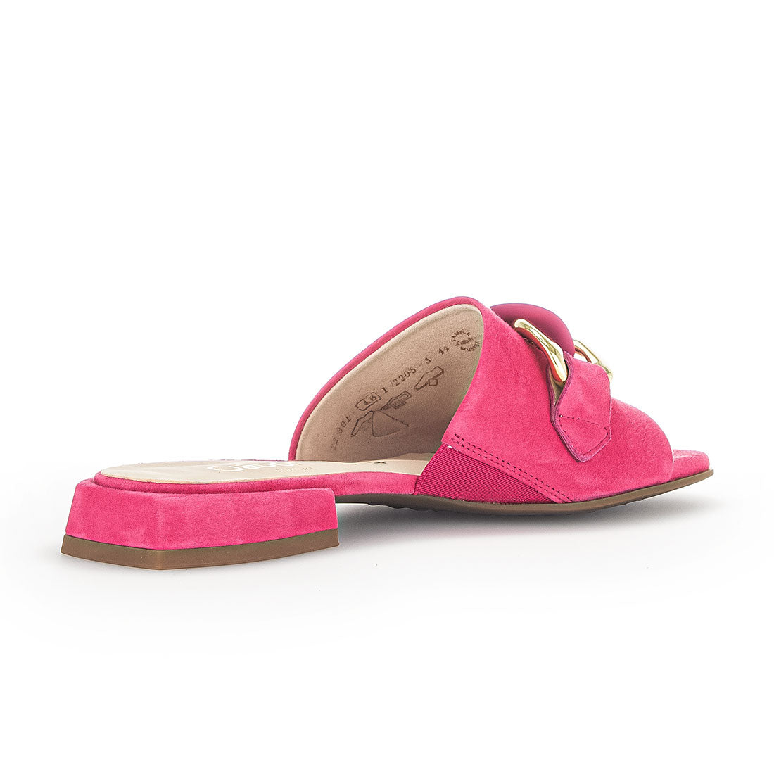 GABOR Pink suede sandal with gold buckle,
