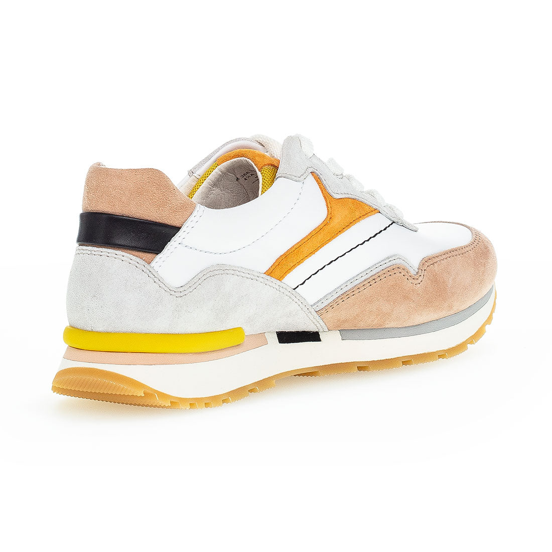 GABOR White leather sneaker. pink, grey, orange,