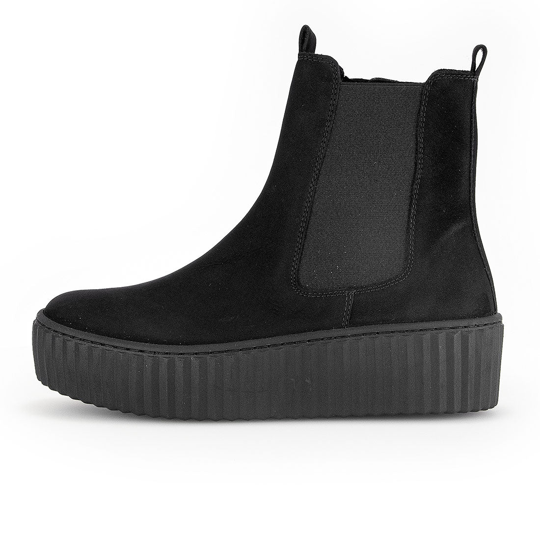 GABOR Black nubuck boot with elastic + zipper,