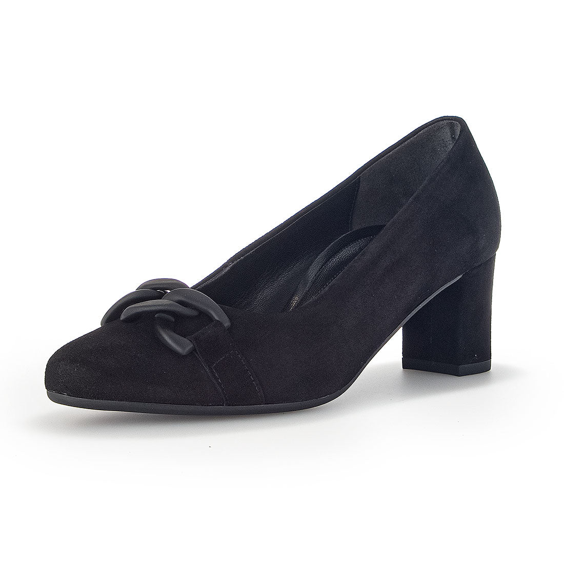 GABOR Black suede pump with matte heel,