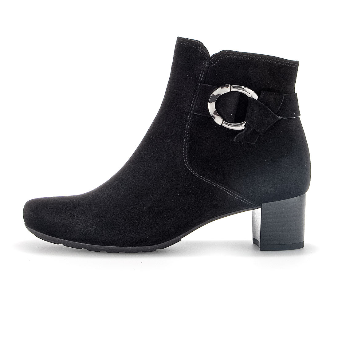 GABOR Black suede boot with decorative buckle,