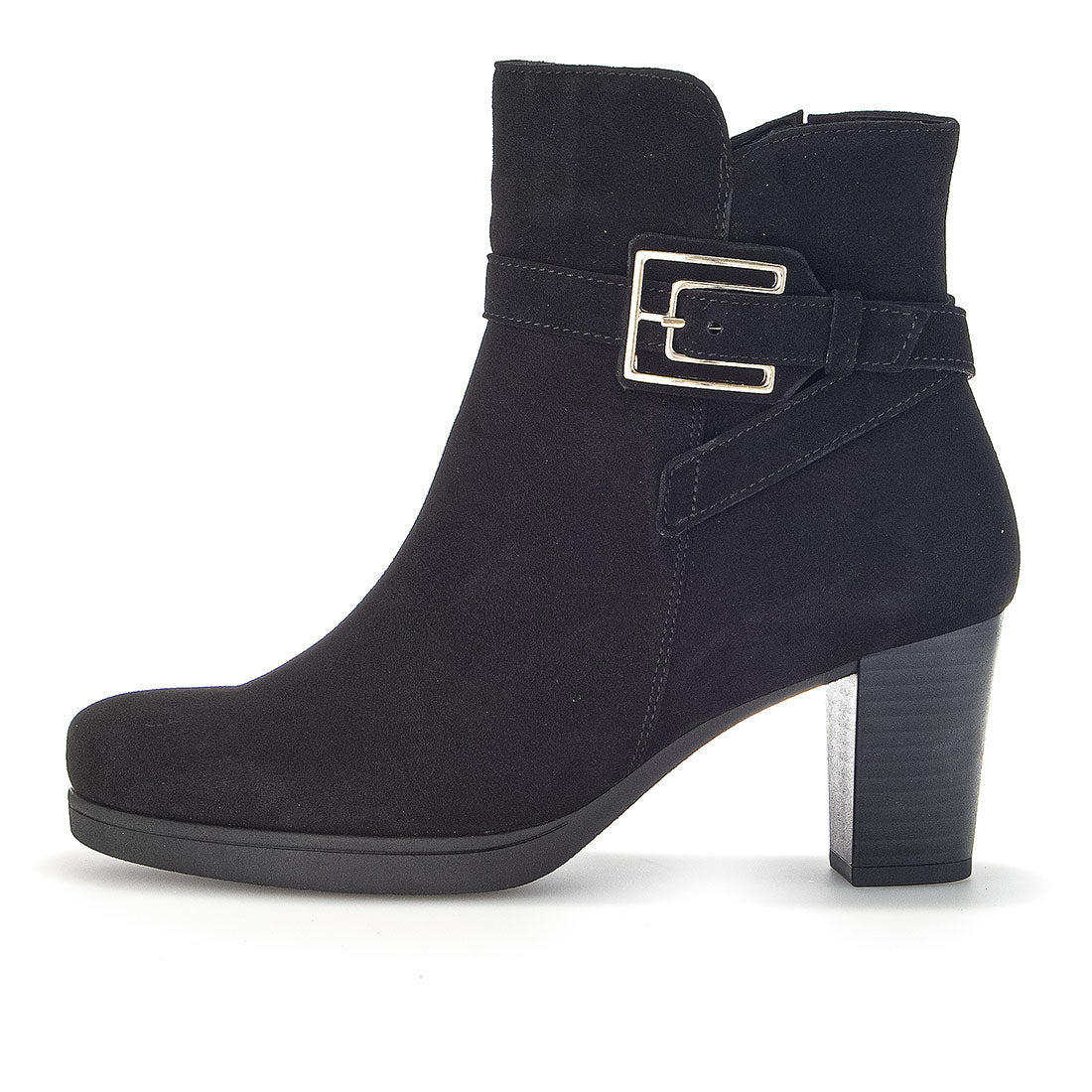 GABOR Black suede boot with decorative strap,