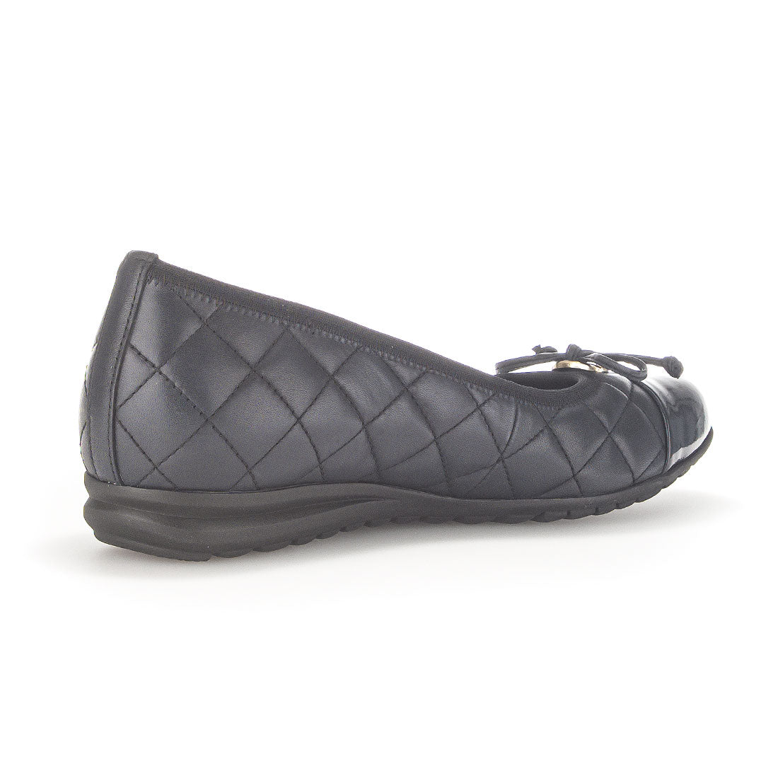 GABOR Blue leather ballerina with patent toe,