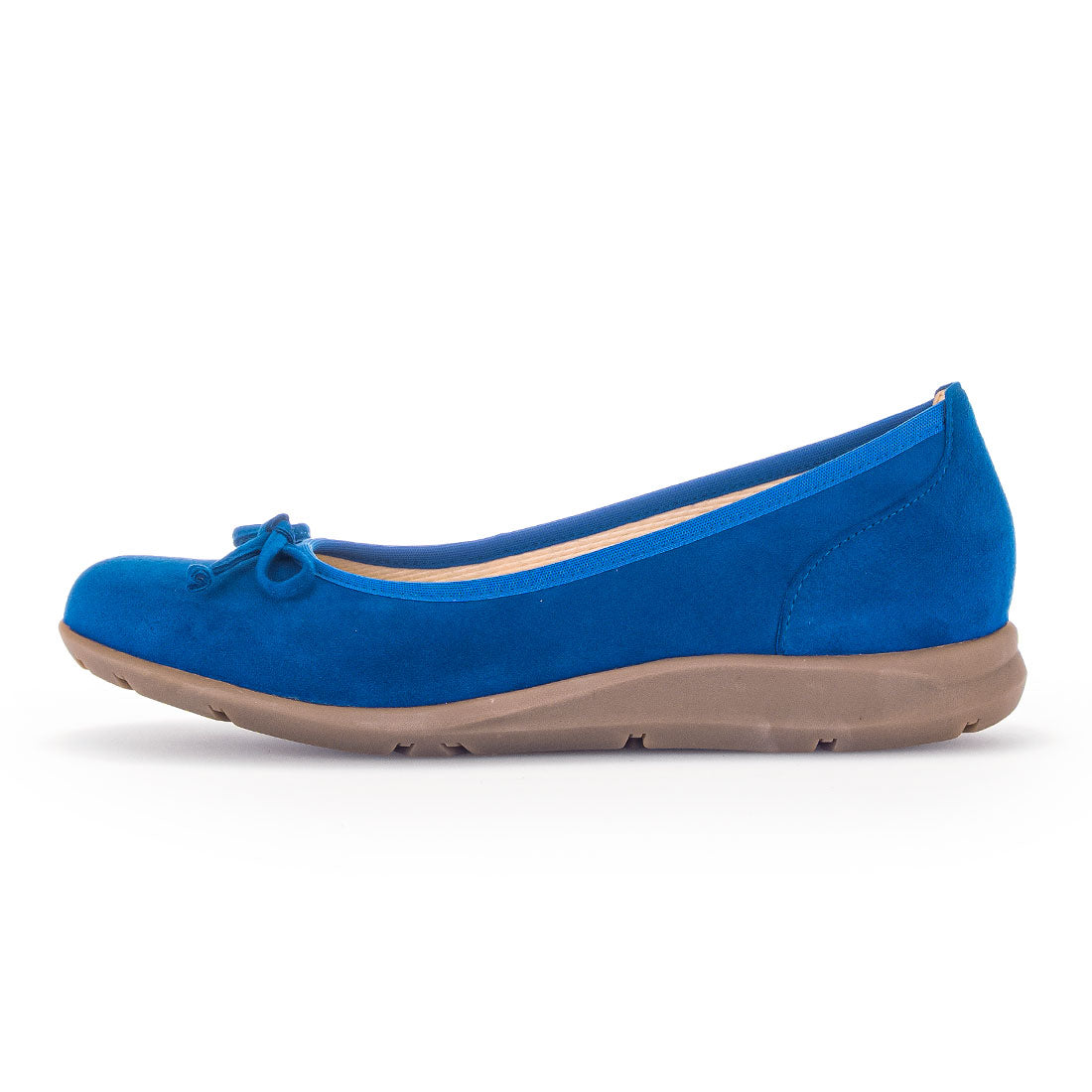 GABOR Sapphire blue suede with leather bow,