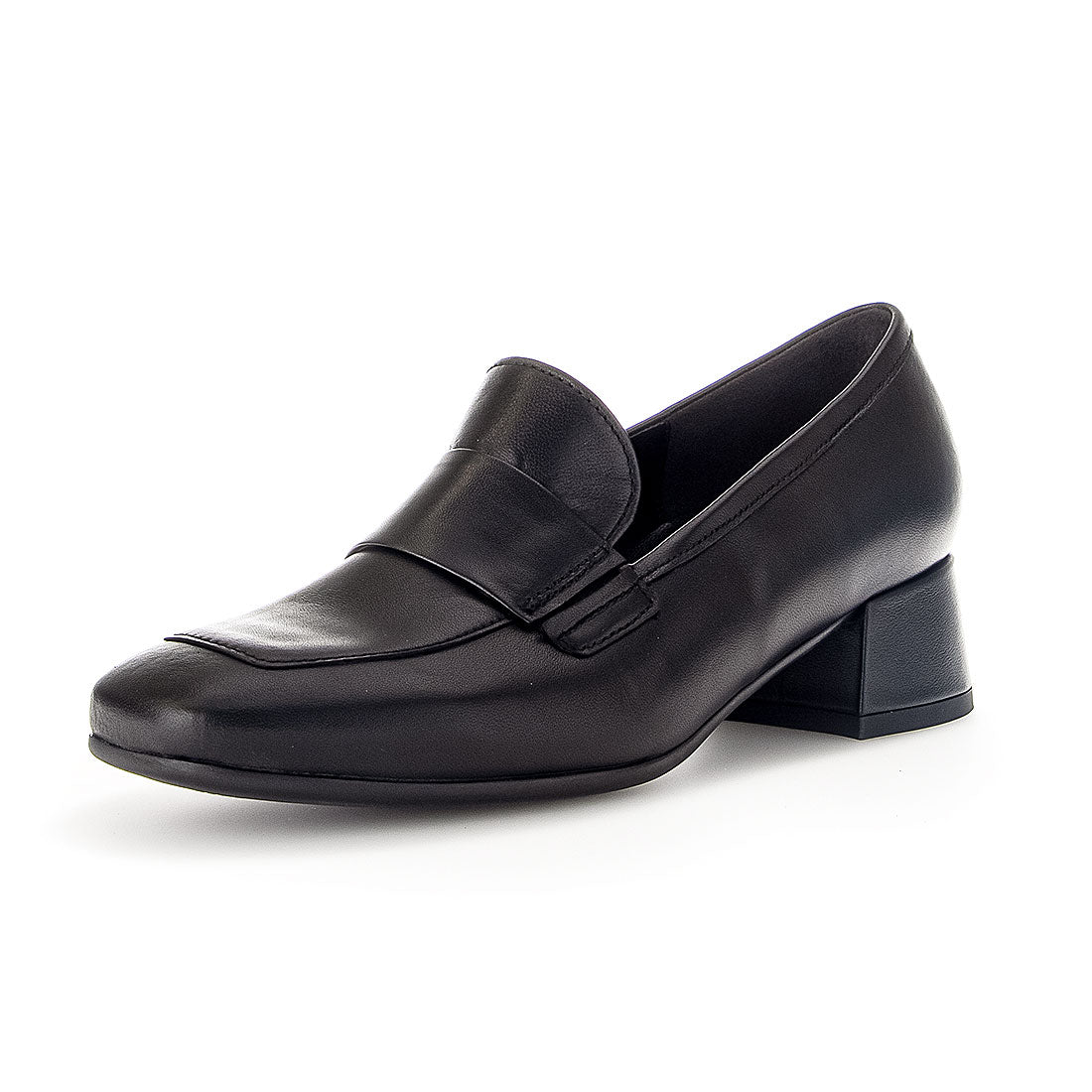 GABOR Black leather loafer with heel,