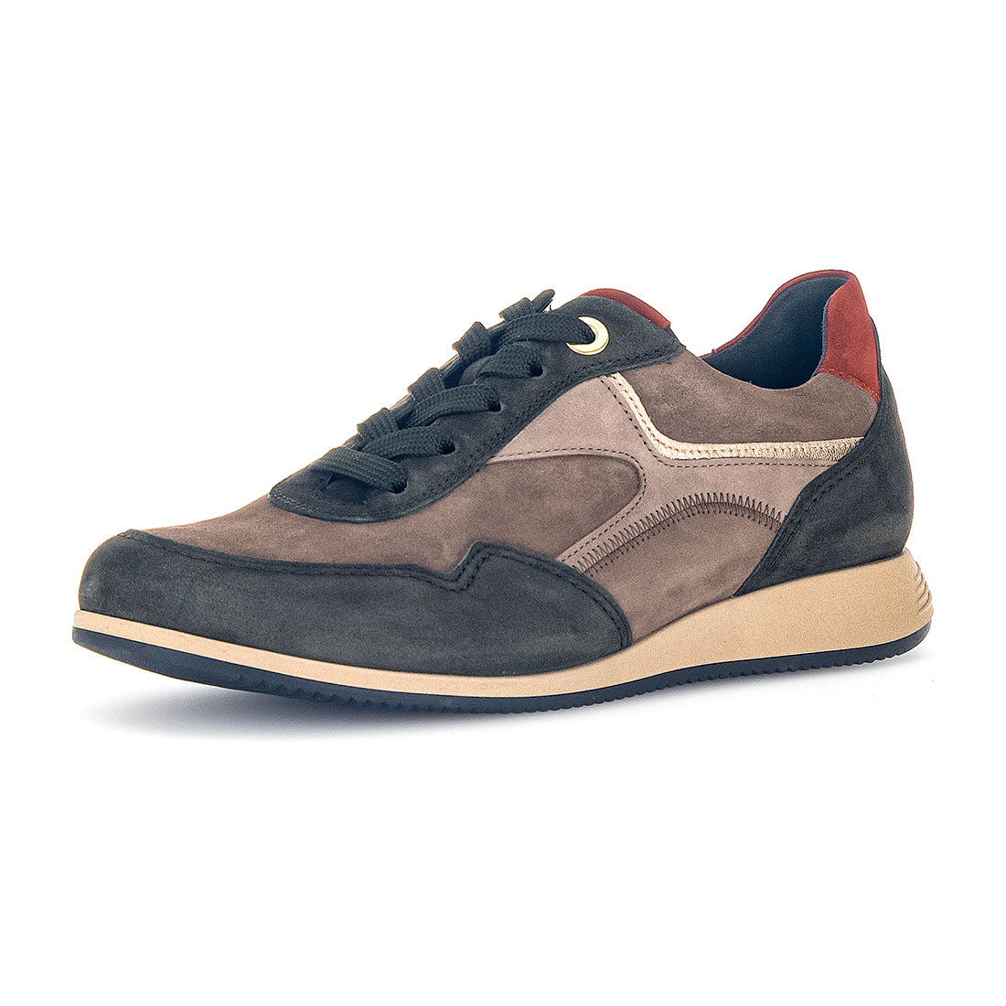 GABOR Green and brown suede sneaker,