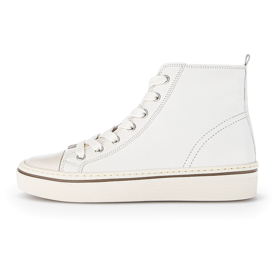 GABOR White leather high sneaker lace + zipper,