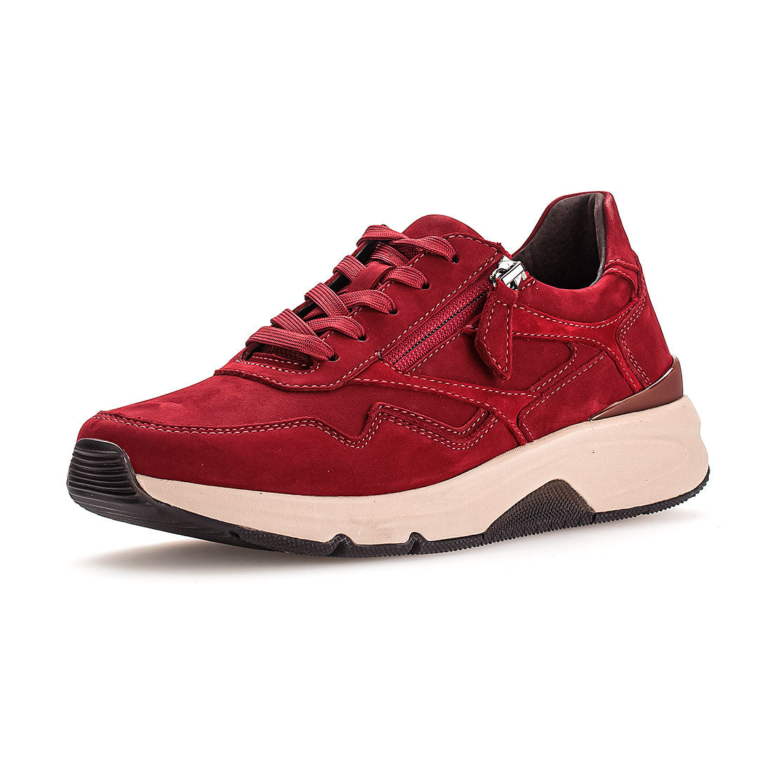 ROLLINGSOFT Dark red nubuck sneaker with 1 zip,