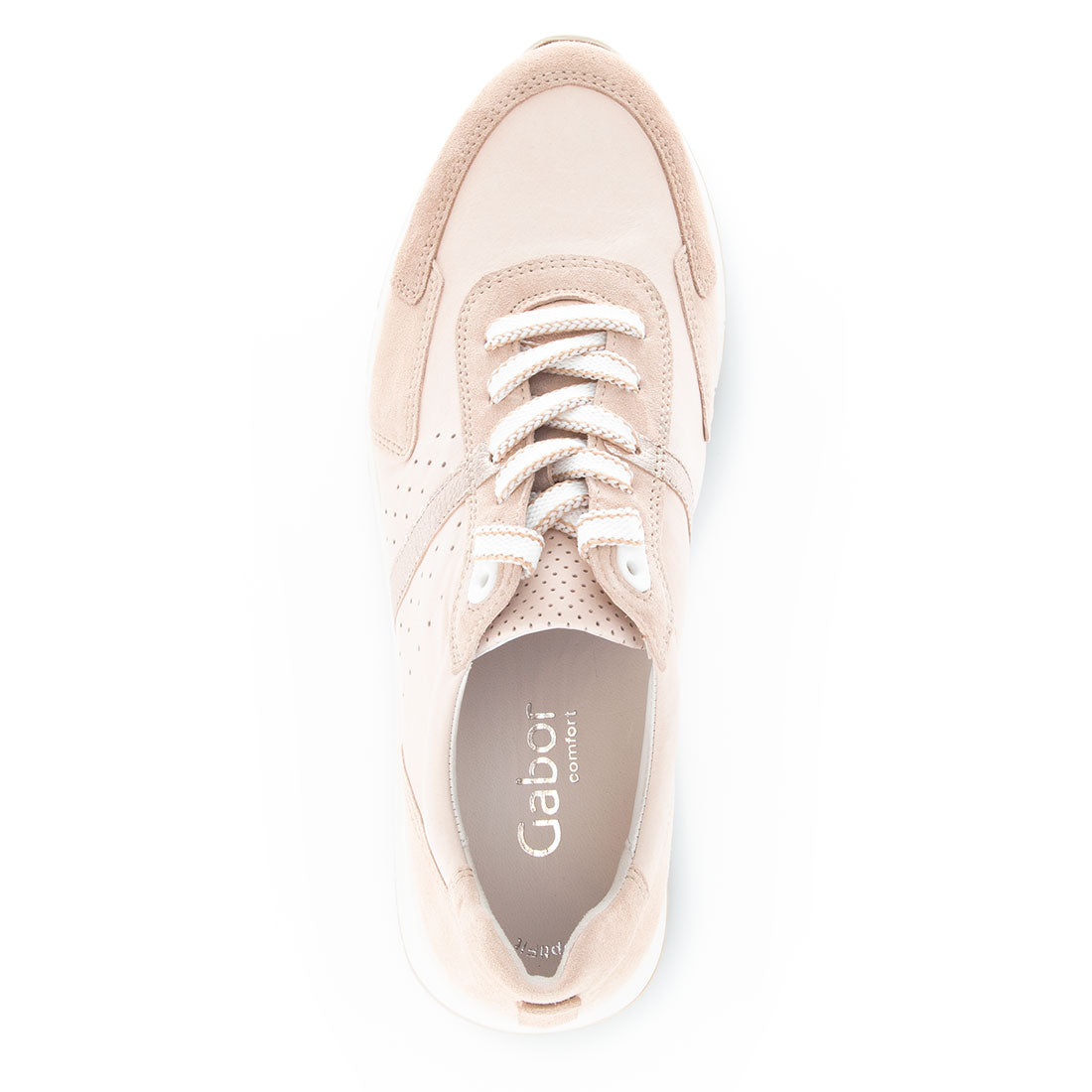 GABOR Beige leather sneaker with suede,