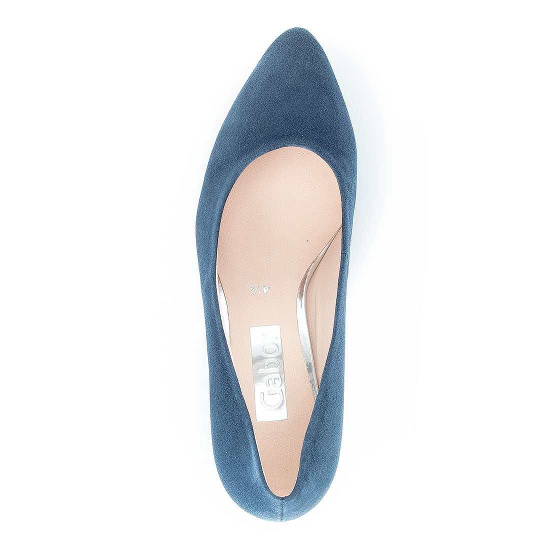 GABOR Indigo blue suede pump with pointed toe,