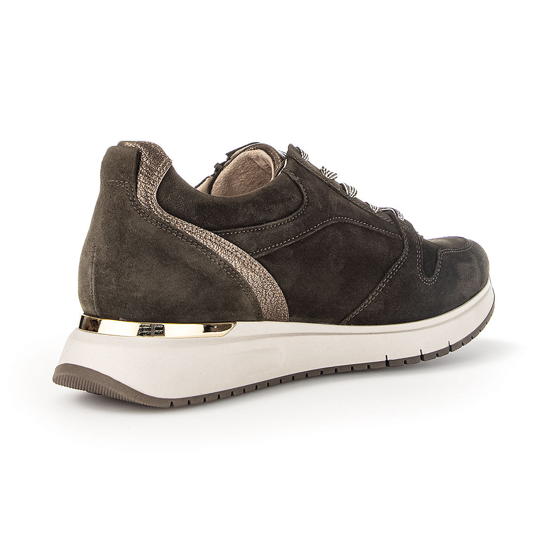 GABOR Green suede sneaker zipper + lace,