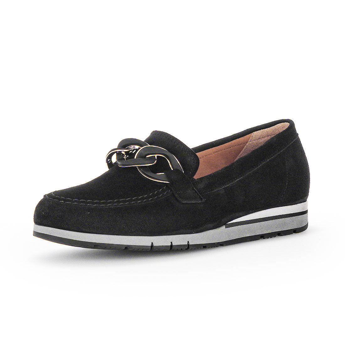 GABOR Black suede loafer with buckle,