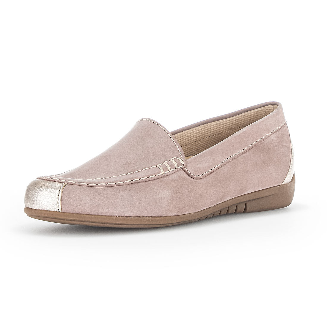 GABOR Dusty pink nubuck loafer with gold,