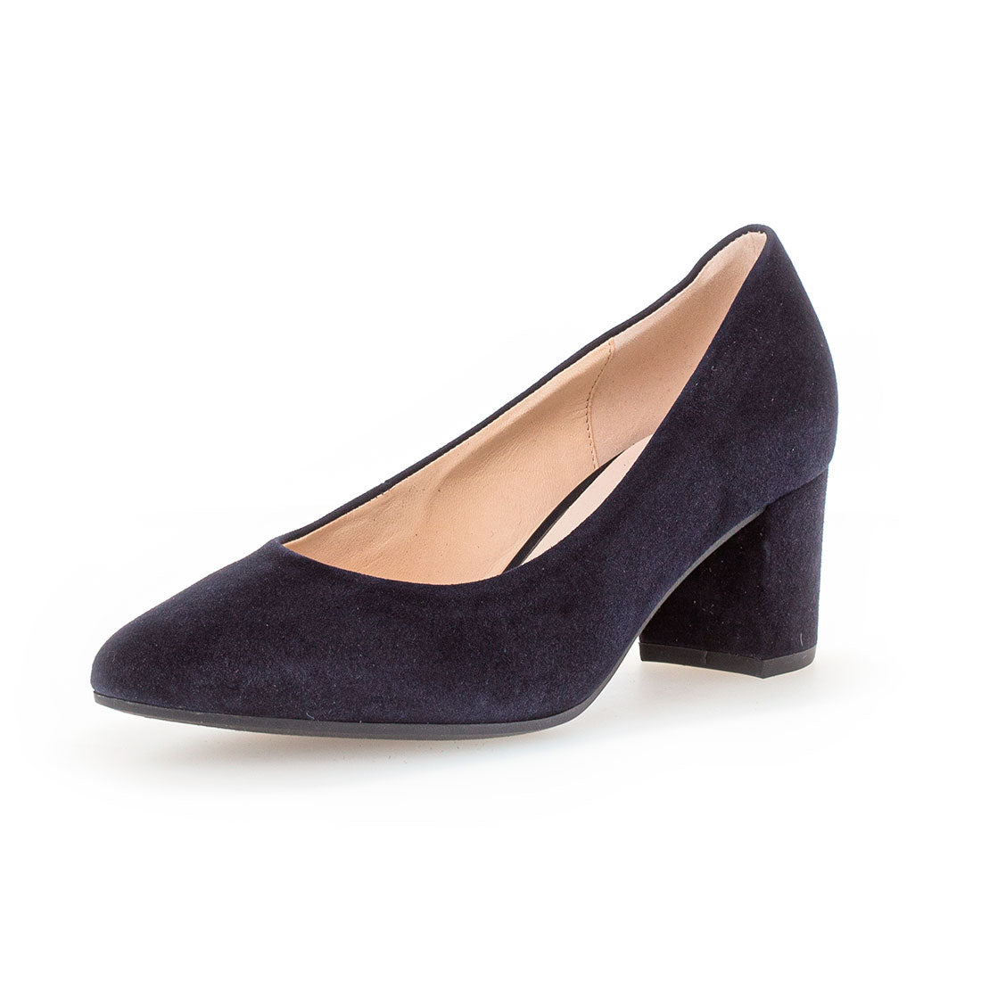 GABOR Dark blue suede pump with pointed toe,
