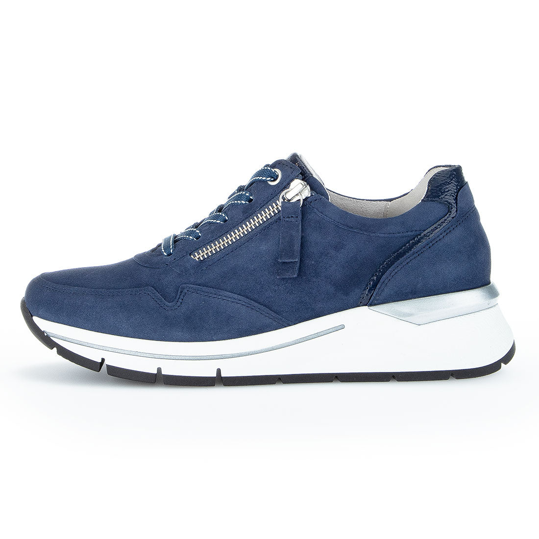 GABOR Blue suede sneaker lace + zipper,