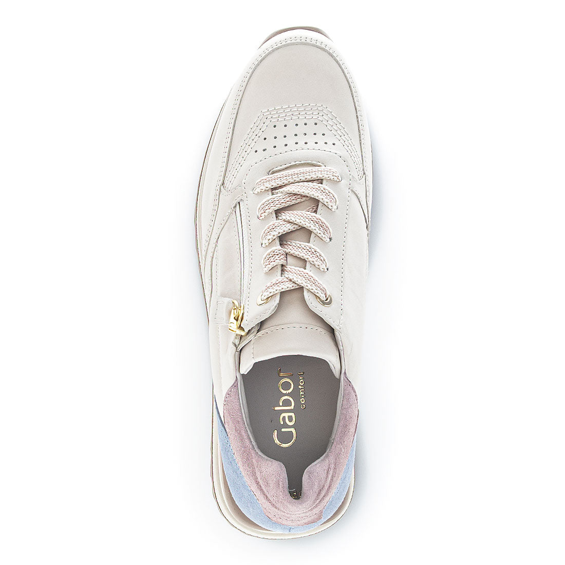 GABOR Light beige leather with pink+blue suede,