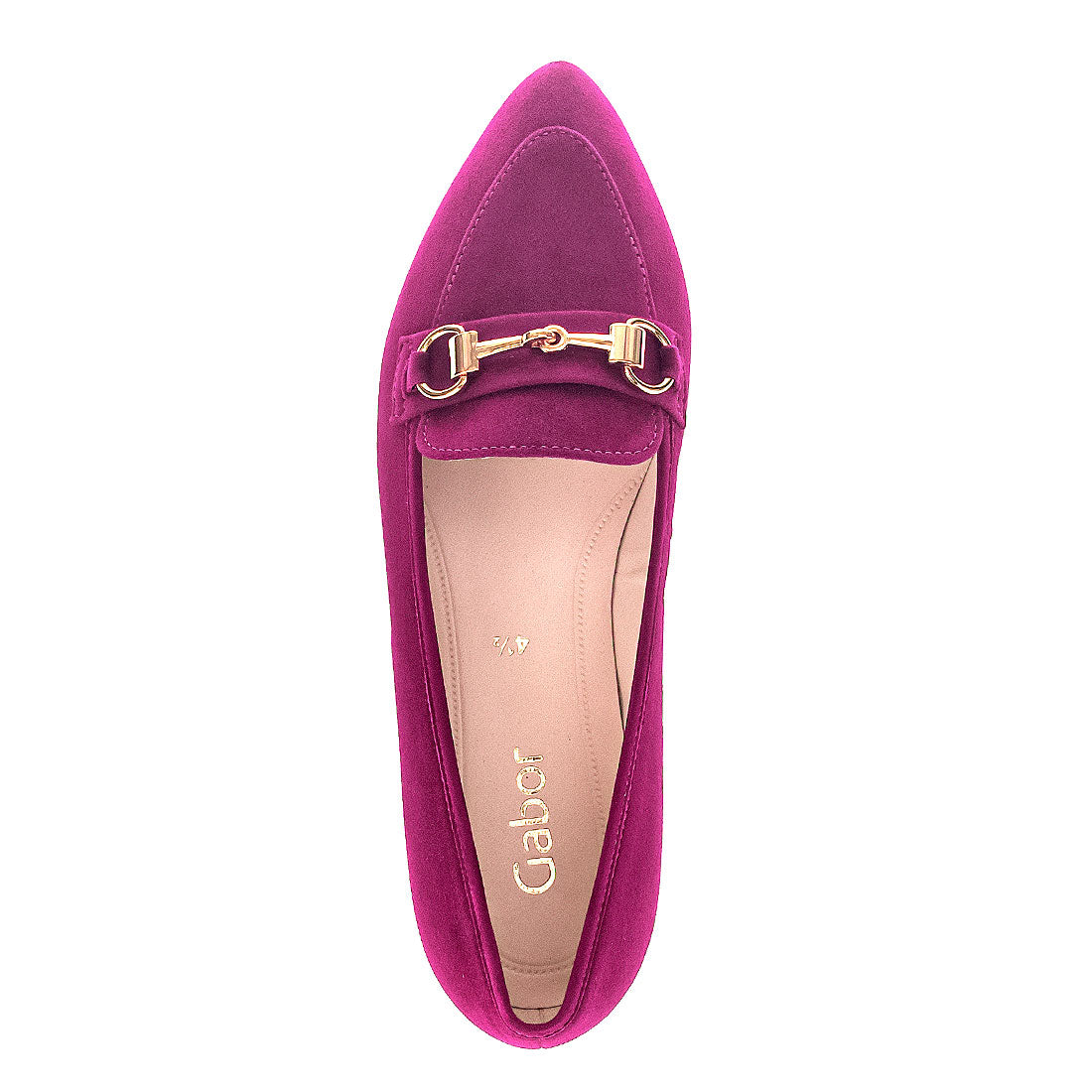 GABOR Orchid suede loafer with gold bit,