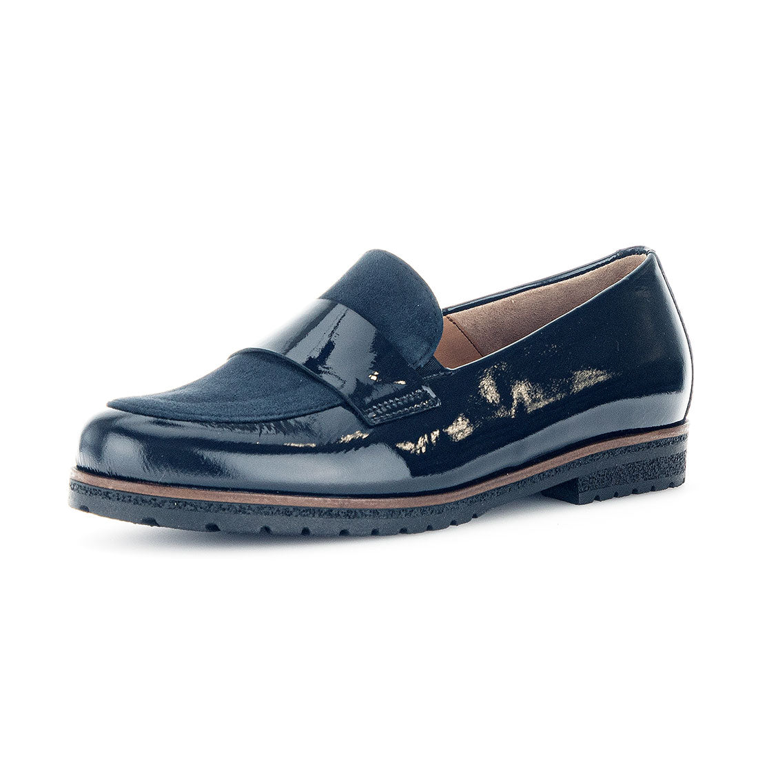 GABOR Dark blue lacquer/suede loafer,