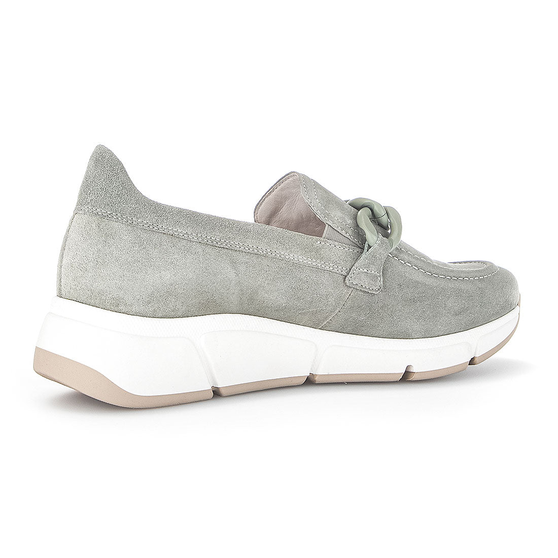 GABOR Light green suede loafer with bit,