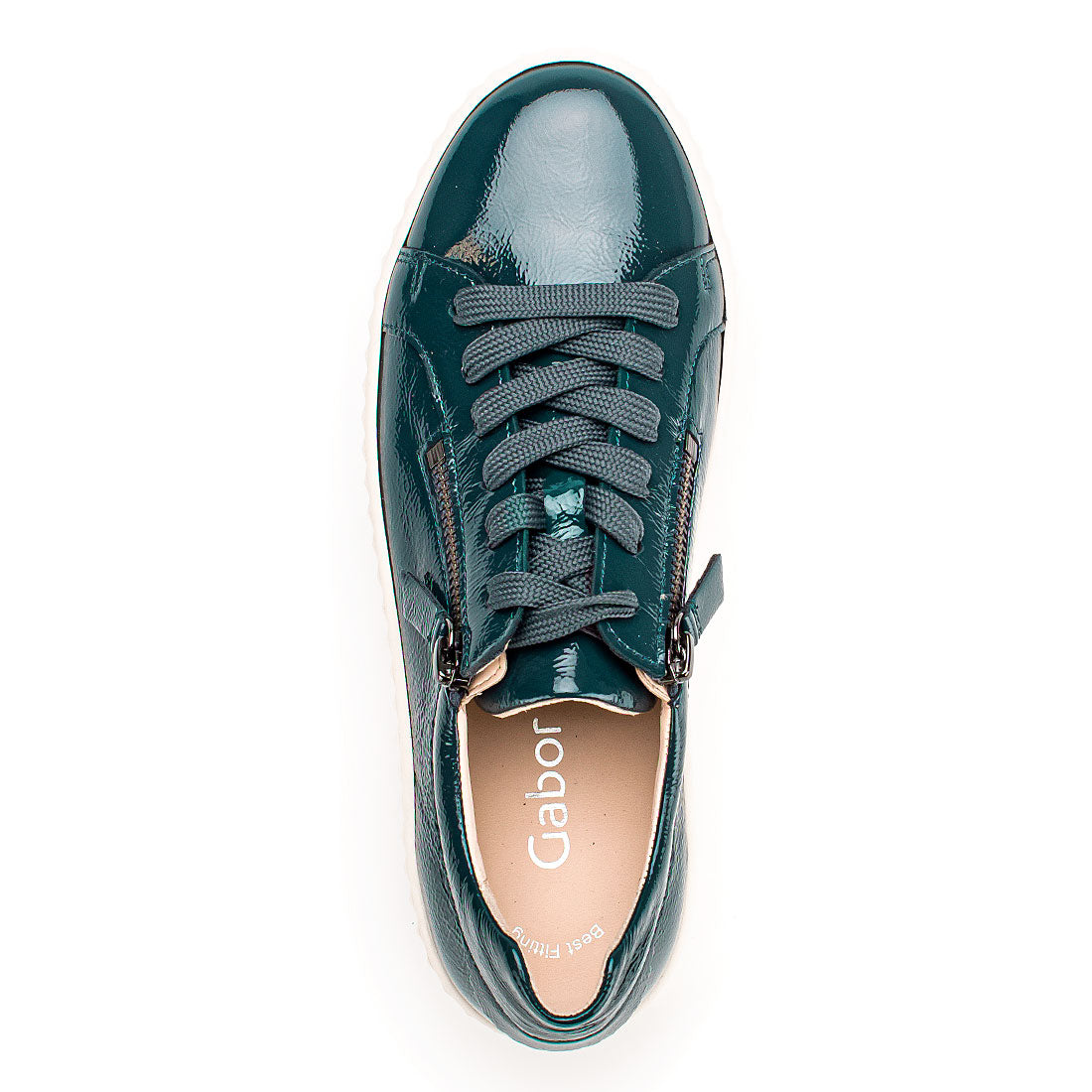 GABOR Topas blue lacquer sneaker zipper + lace,