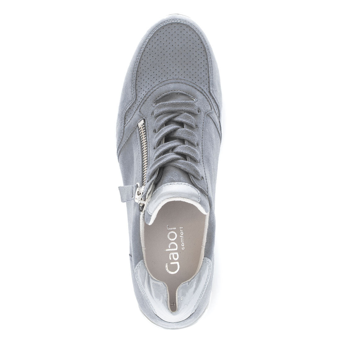 GABOR Light blue suede sneaker with zipper,