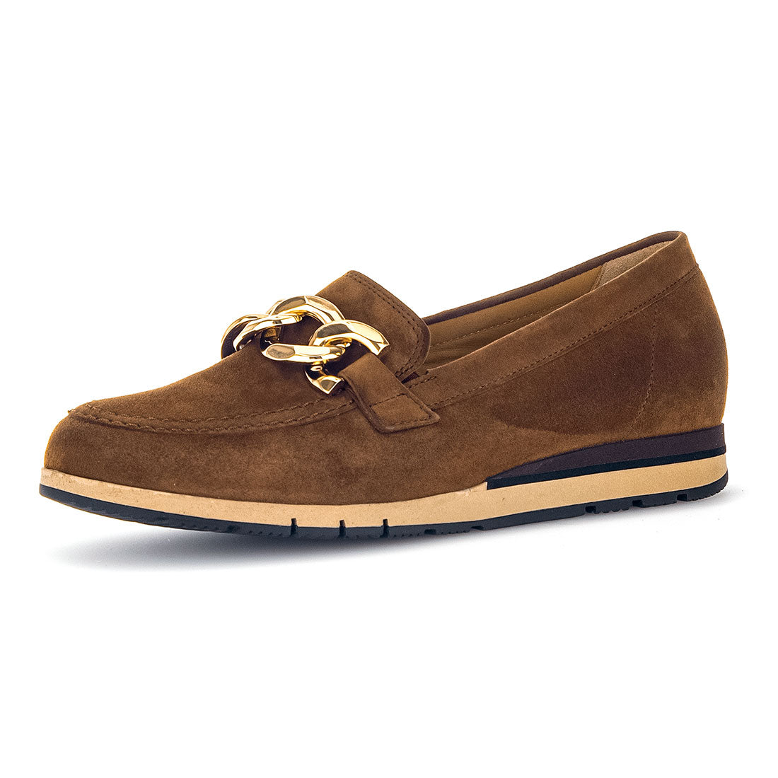 GABOR Brown suede loafer with buckle,