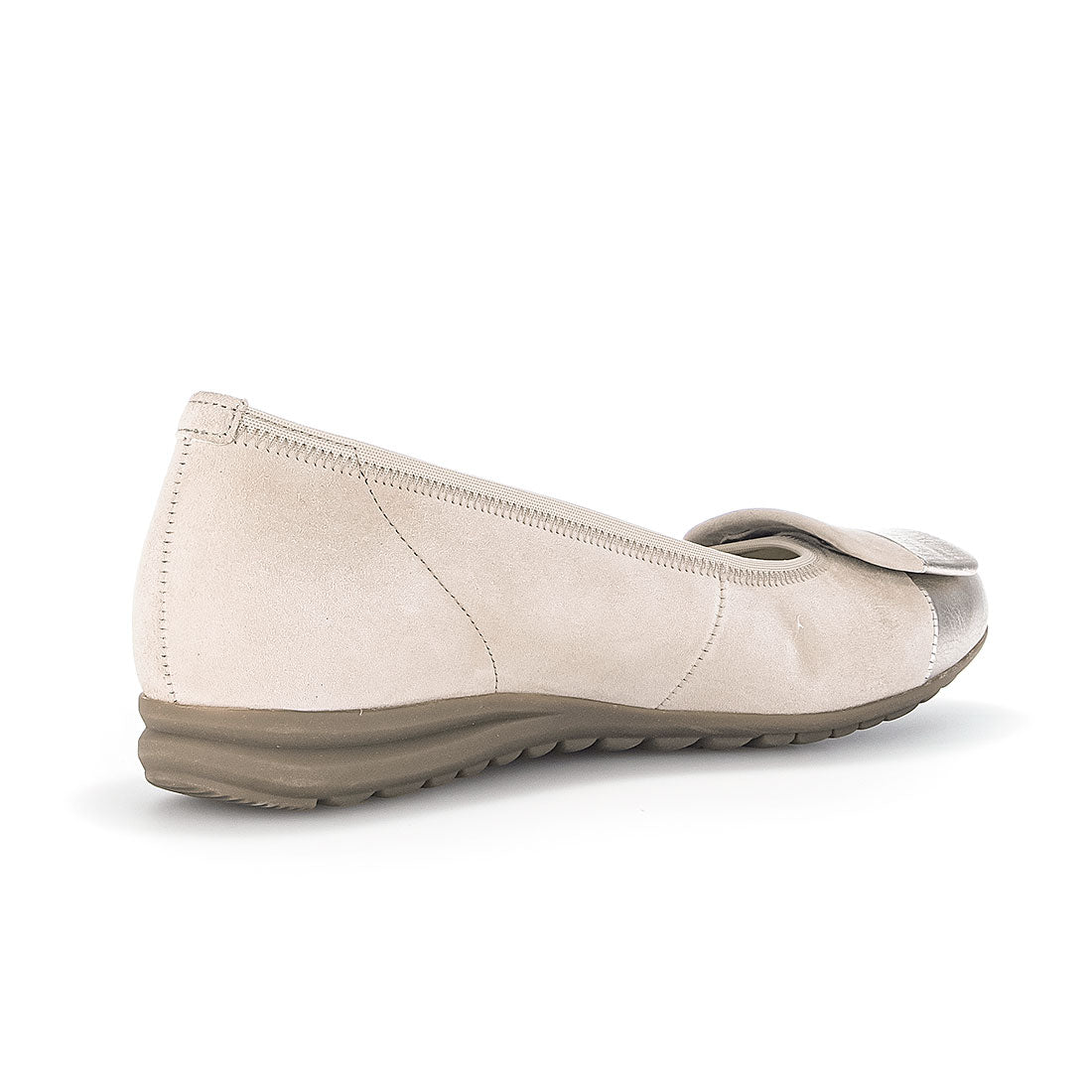 GABOR Beige suede ballerina with gold toe,