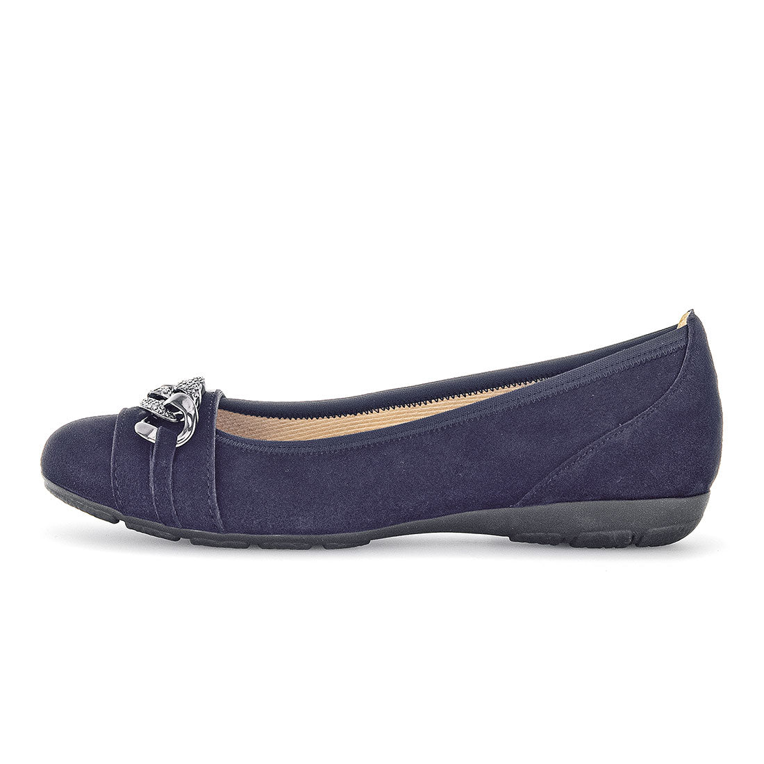 GABOR Blue suede with decorative chain in front,