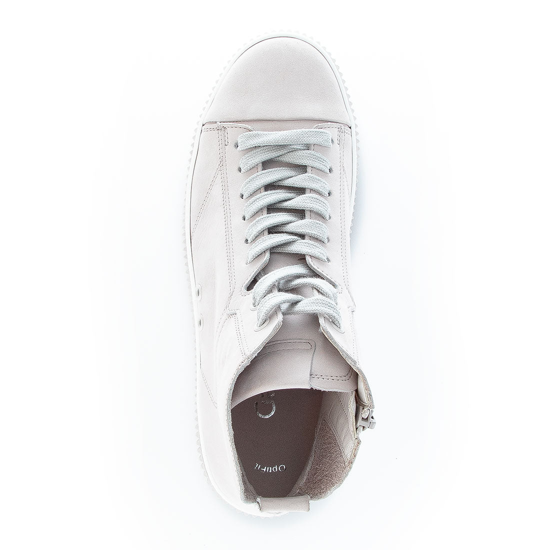 GABOR Gray nubuck sneaker with laces + zipper,