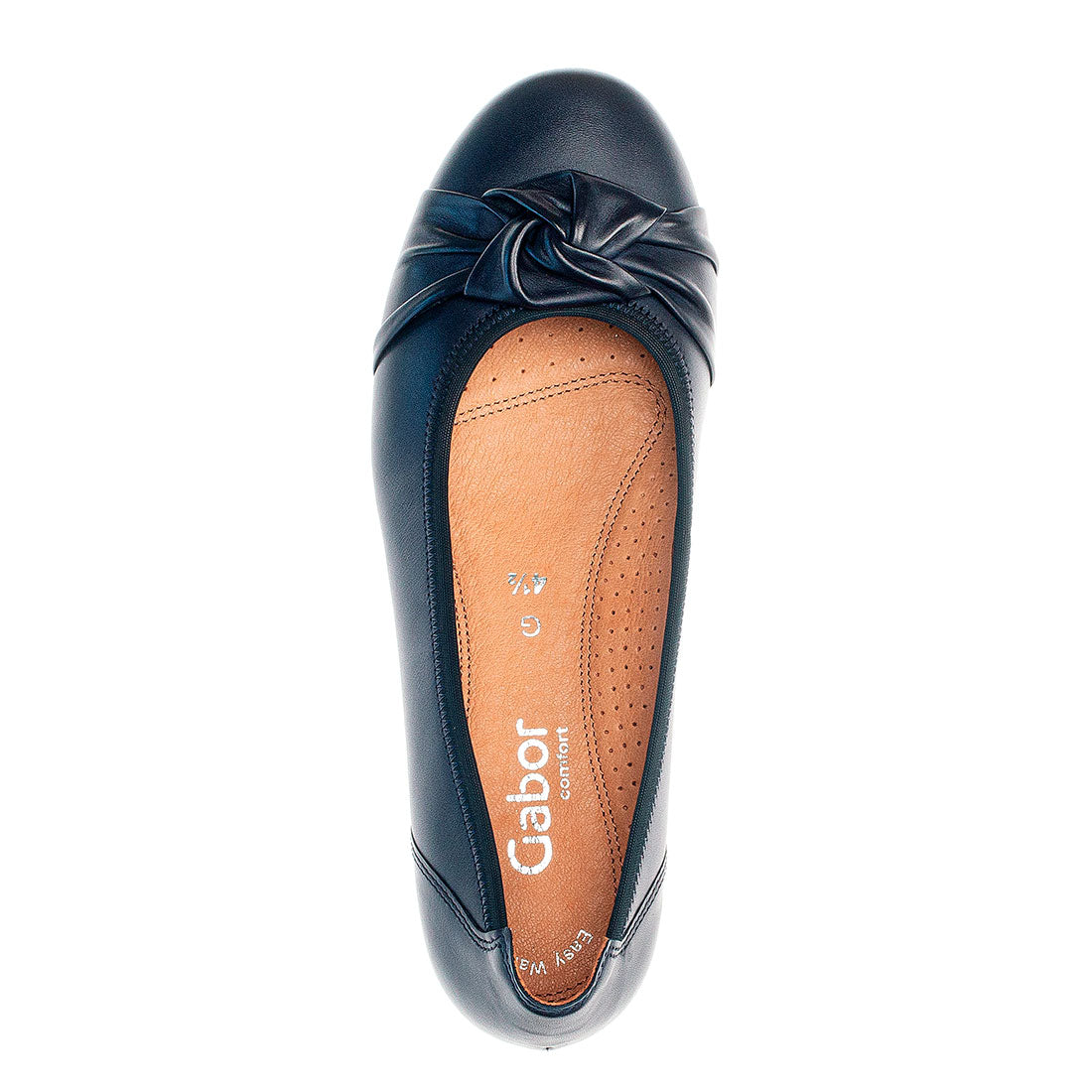 GABOR Blue leather ballerina with knot,