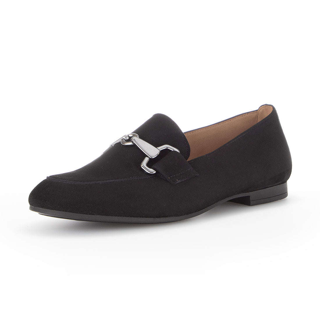 GABOR Black suede loafer with buckle,