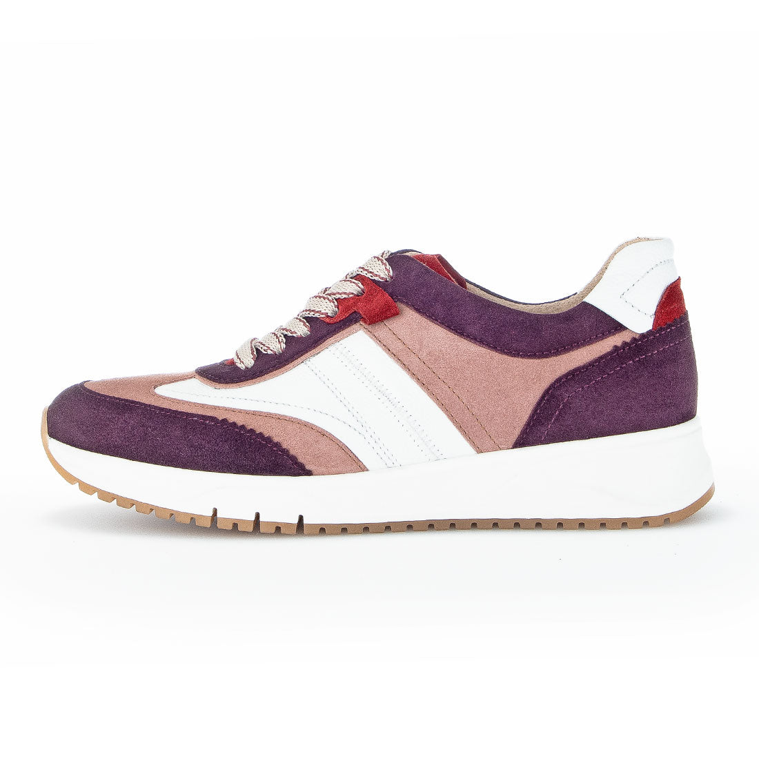 GABOR Bordeaux + pink suede + white leather,