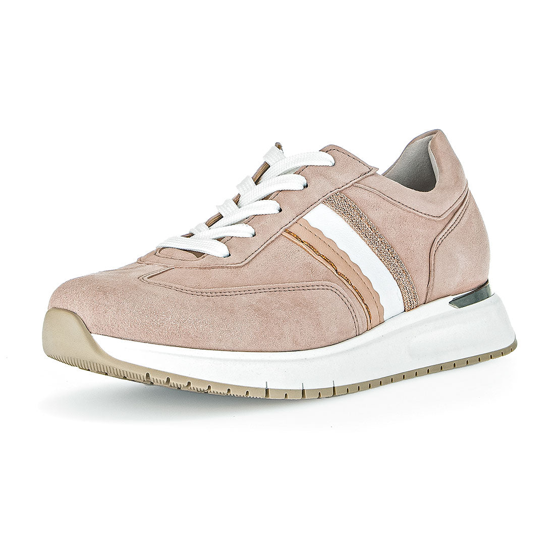 GABOR Pink suede sneaker with laces,