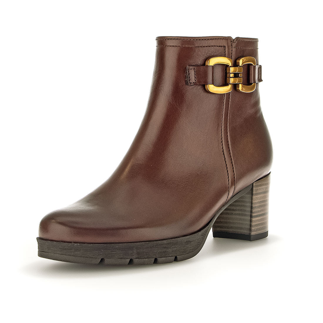 GABOR Brown leather boot with decorative buckle,