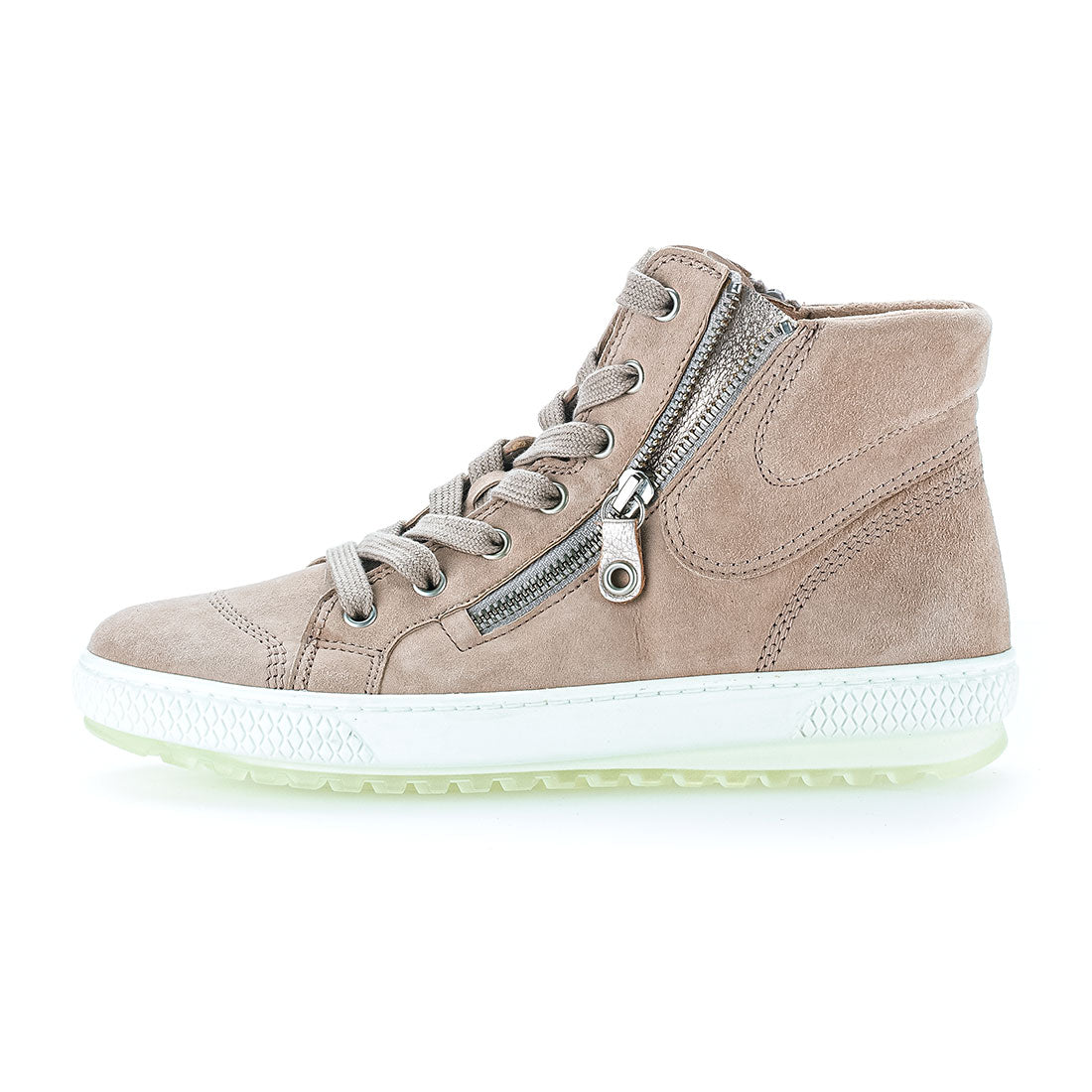 GABOR Sand nubuck boot with laces + zipper,